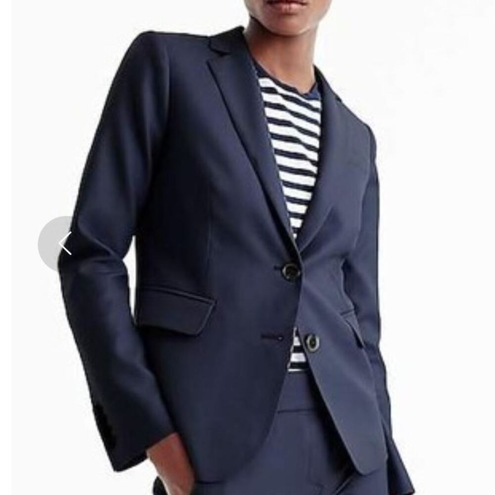 J.Crew Women's Navy Wool Blazer Jacket 6 Super 120's Tailored Italian Schoolboy